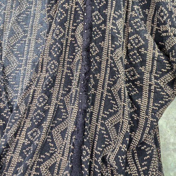 Rock & Republic Beaded Fringe Open Cardigan Black Metallic Boho Knit Lightweight - Picture 3 of 8